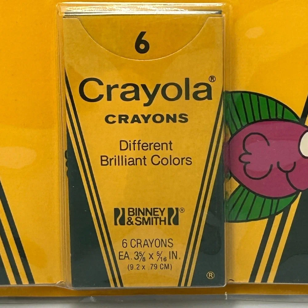 Vintage Crayola Crayons 6 Binney Smith Kinder Art Number Erasable Wipe Off 1986